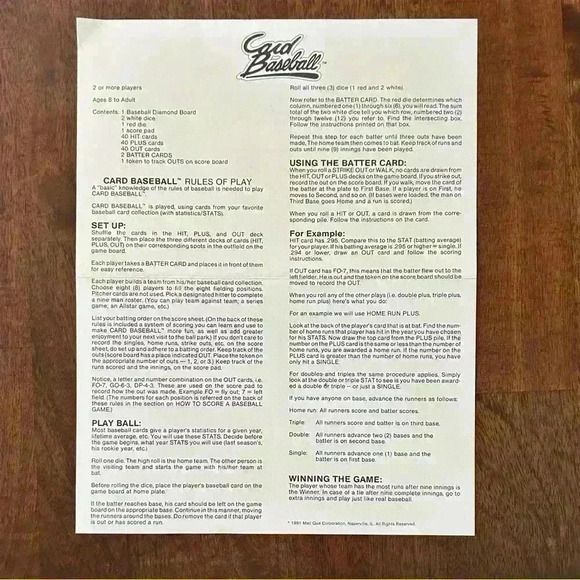 Vintage 1991 Card Baseball Board Game Select Creations MLB - Complete - Picture 5 of 13